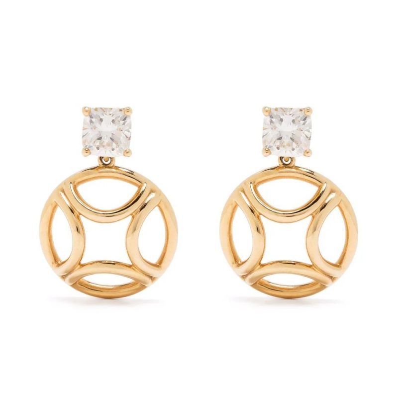 Pendant Earrings Perpétuelle 1ct x2 Cushion - 18k yellow gold lab grown diamond Loyale Paris