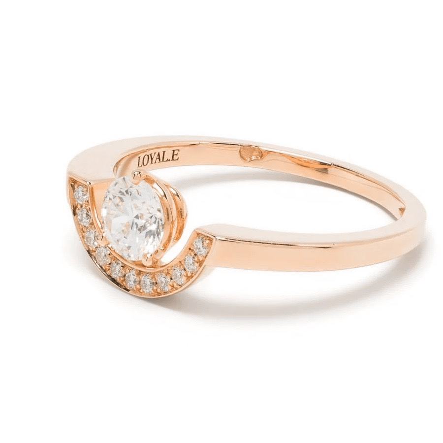 Ring Intrépide petit arc 05ct pavée - 18k rose gold lab grown diamond Loyale Paris 8