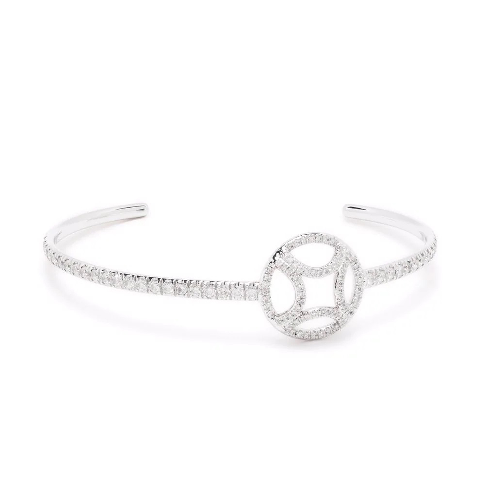 Bangle bracelet Perpétuelle pavé - 18k white gold lab grown diamond Loyale Paris 1