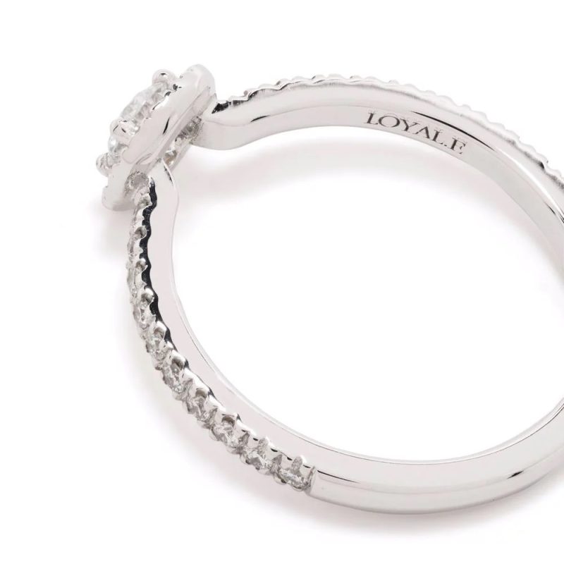 Solitaire Les Absolues Couronne 025ct pavé - 18k white gold lab grown diamond Loyale Paris 5