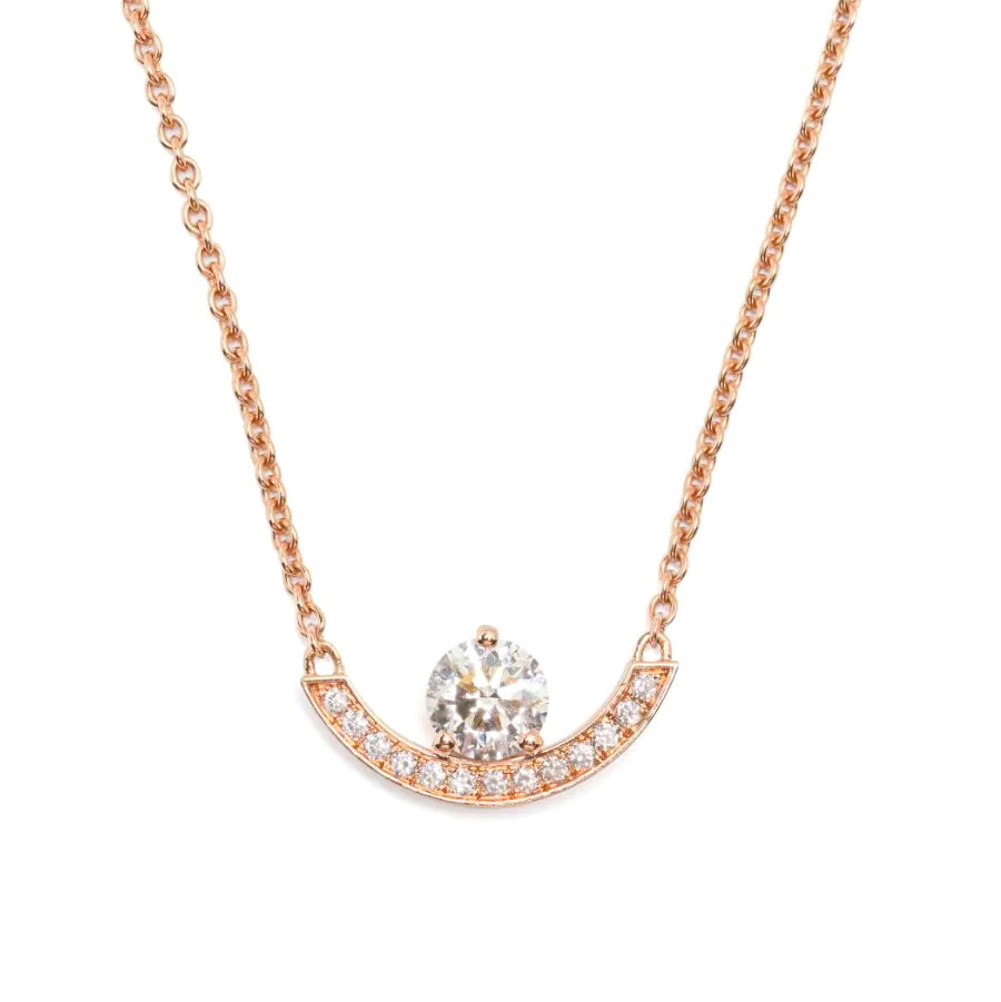 Necklace Intrépide Grand Arc 0.5ct pavé - 18K rose gold lab grown diamond