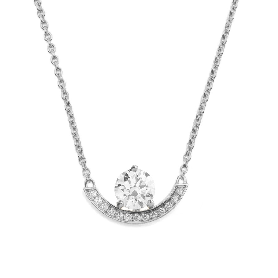 Necklace Intrépide Grand Arc 1ct pavé - 18K white gold lab grown diamond Loyale Paris 1