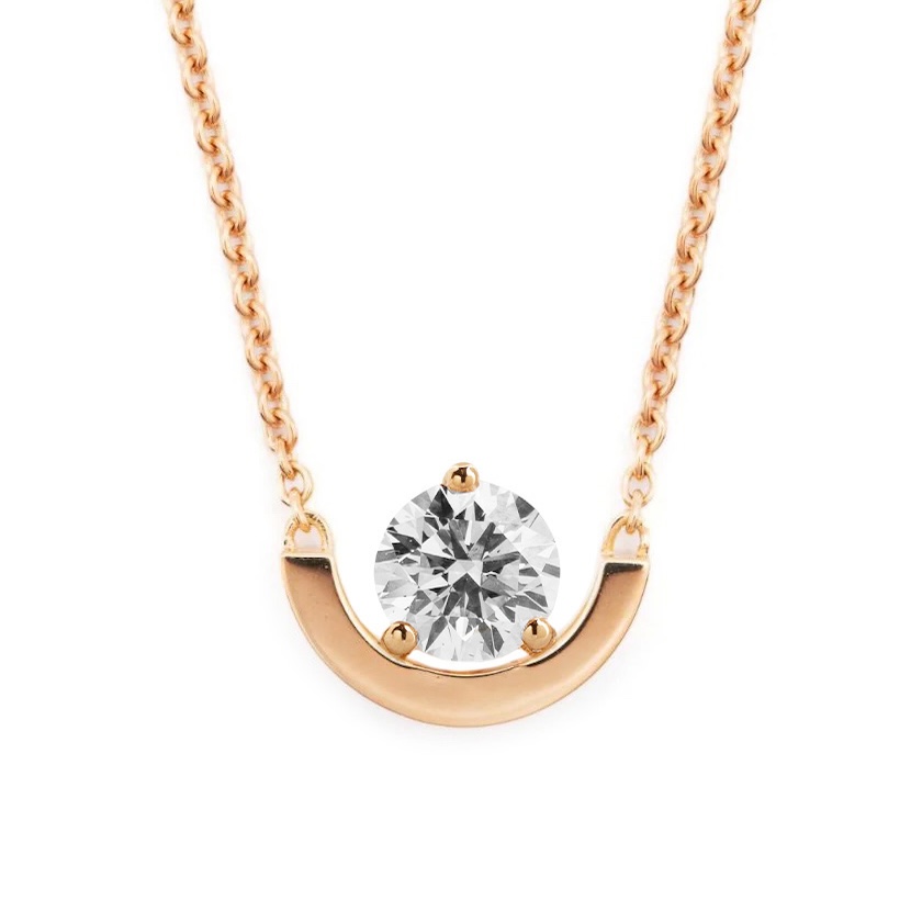 Necklace Intrépide Petit Arc 1ct - 18K rose gold lab grown diamond Loyale Paris 1